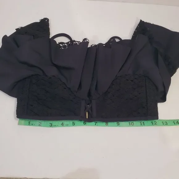 5x$25 Montce solid black ruffle Bikini top only size XS - Picture 9 of 11